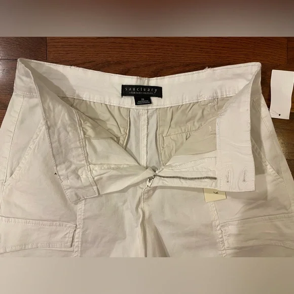 Sanctuary Standard Surplus Shorts Sz 29 White Inseam 5” 6 Pockets Sustainable